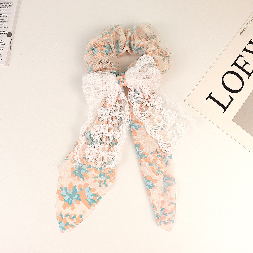 Dây Buộc Tóc Thắt Nơ Họa Tiết Hoa Ren Xinh Xắn Thời Trang Cho Nữ