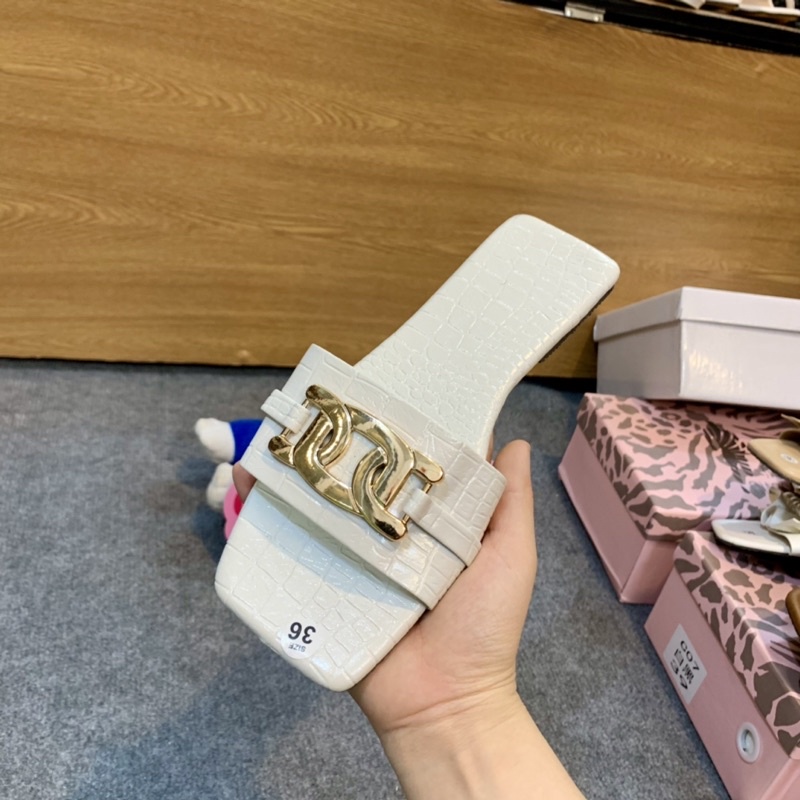 Dép lê đế bệt quai xích to da rắn sang chảnh xả kho