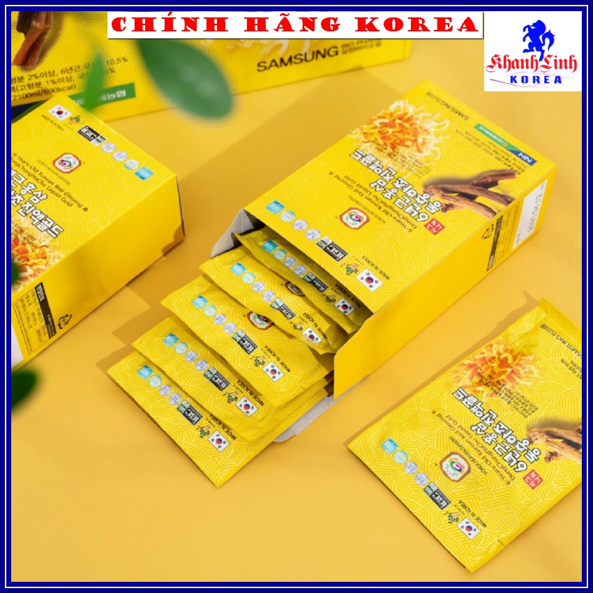 Nước hồng sâm Đông trùng hạ thảo chính hãng, hộp 30 gói - Tăng thể lực, giảm stress, phòng ung thư - khanhlinh