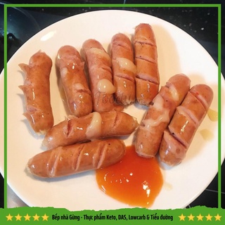 [HỎA TỐC HN] Xúc xích heo phô mai KHÔNG BỘT, KHÔNG ĐƯỜNG 500gram - Keto, DAS, Lowcarb, Eatclean & Tiểu đường