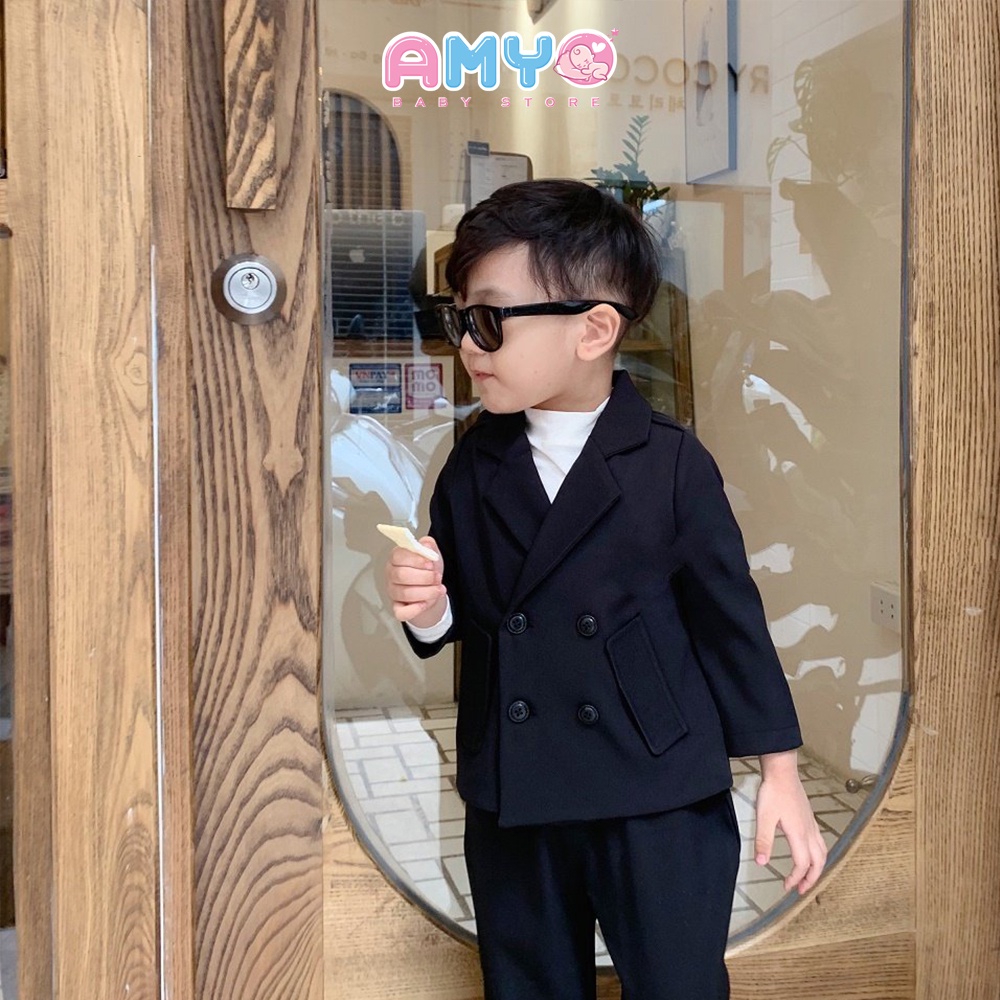 Bộ vest bé trai AMYO đồ Tết cho bé trai kèm quần tây cùng màu phong cách Hàn Quốc cao cấp 11.BV03.01-2