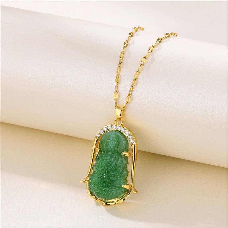 Vòng cổ Mặt Ngọc Bích Hình Phật Giáo
