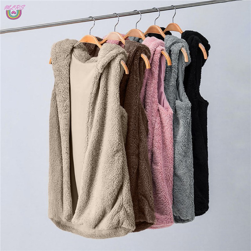 Áo Hoodie Nữ Không Tay Màu Trơn Thời Trang Thu Đông