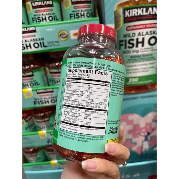 Dầu cá Kirkland Wild Alaskan Fish Oil 1400mg - 230 viên của Mỹ