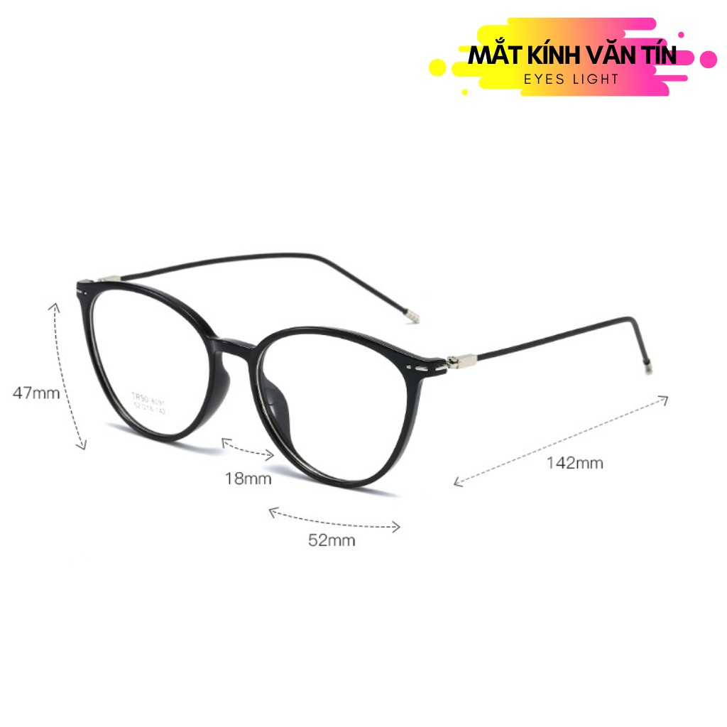 Gọng kính cận nữ T8091 dáng mắt tròn thời trang chất liệu nhựa dẻo