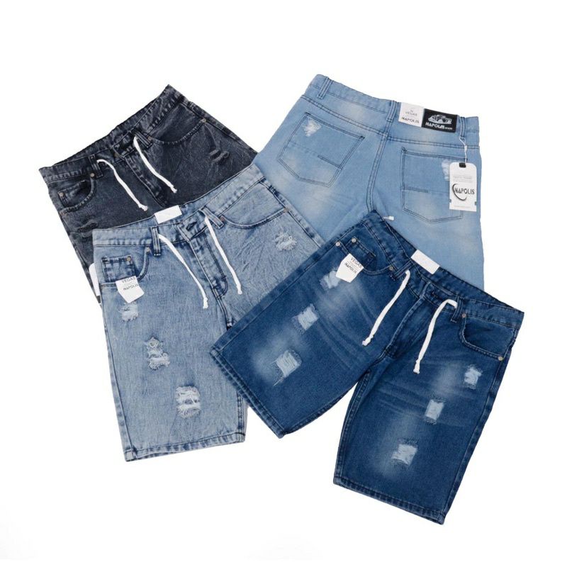 Quần Short jeans Dày Dặn Phối Dây Kéo Kích Thước jumbo Cá Tính Thoải Mái Cho Nam