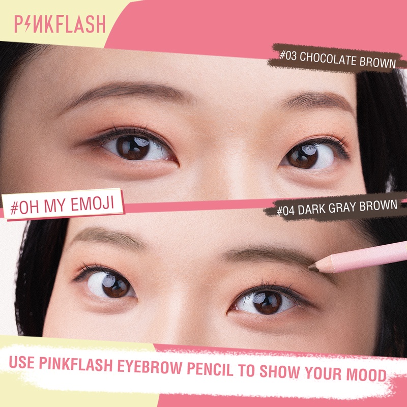 Bút chì kẻ lông mày PINKFLASH mềm mại bền màu lâu trôi chống thấm nước trang điểm chuyên nghiệp