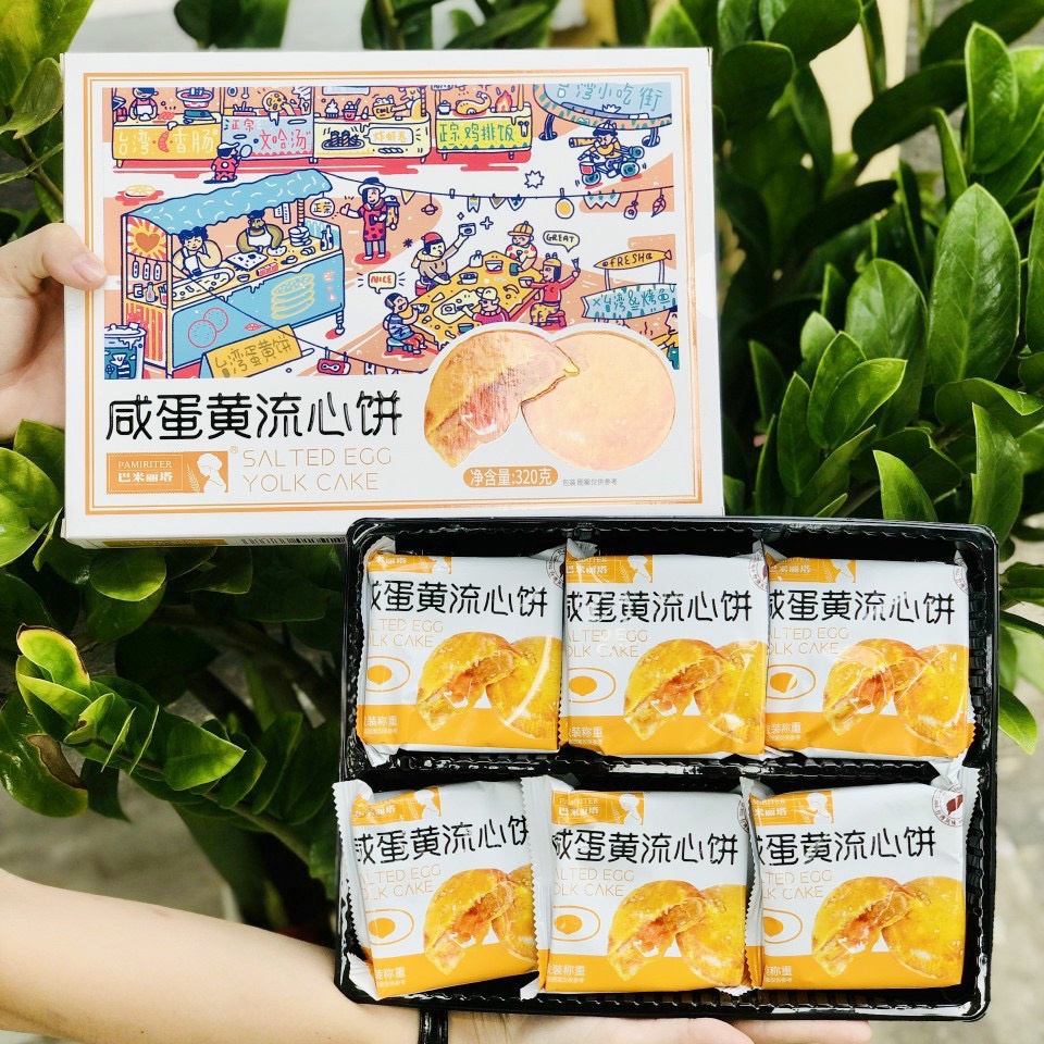 Bánh Trứng Muối Chảy Kim Sa Pamiriter Yolk Cake Đài Loan 320g/6 bánh