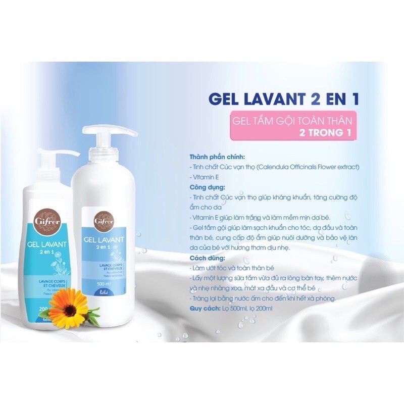 Sữa Tắm Gội 2 Trong 1 Cho Bé Gifrer Gel Lavant - Sản Phẩm Hàng Đầu Tại Pháp