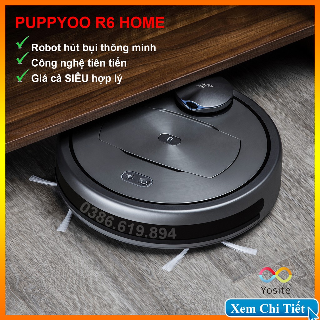 [LỰC HÚT 2000 Pa] Robot Hút Bụi PUPPYOO R6 Home Lau Nhà Thông Minh Cao Cấp BẢO HÀNH 24 THÁNG