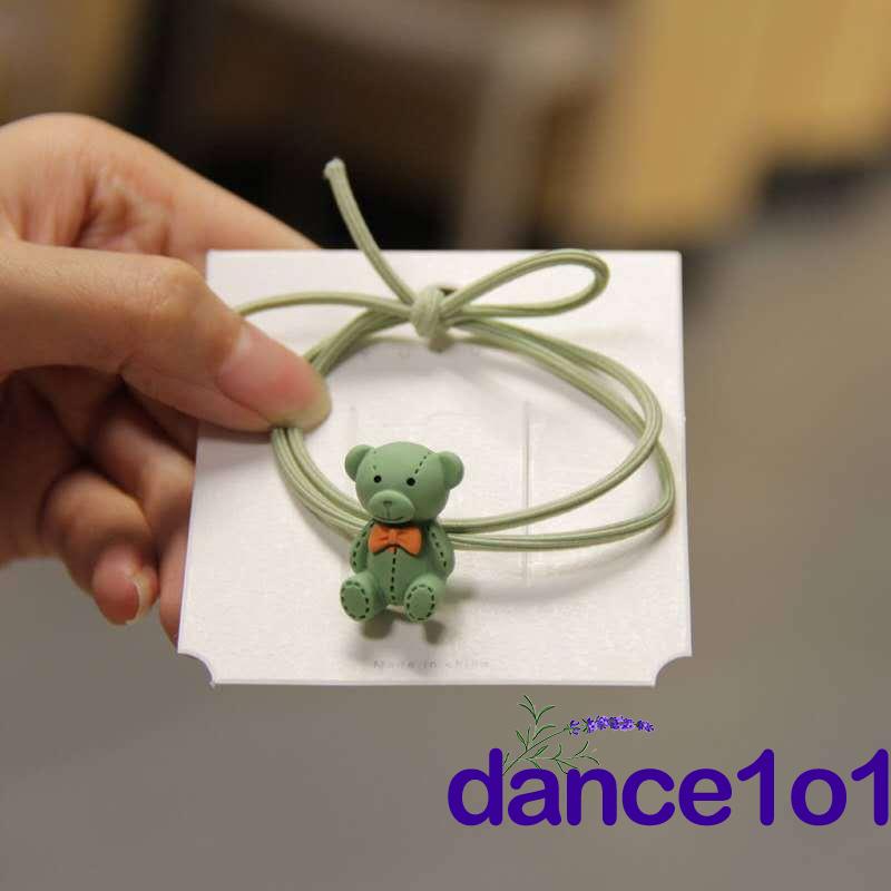 Dây cột tóc hình gấu hoạt hình màu trơn/tương phản xinh xắn dành cho bé gái