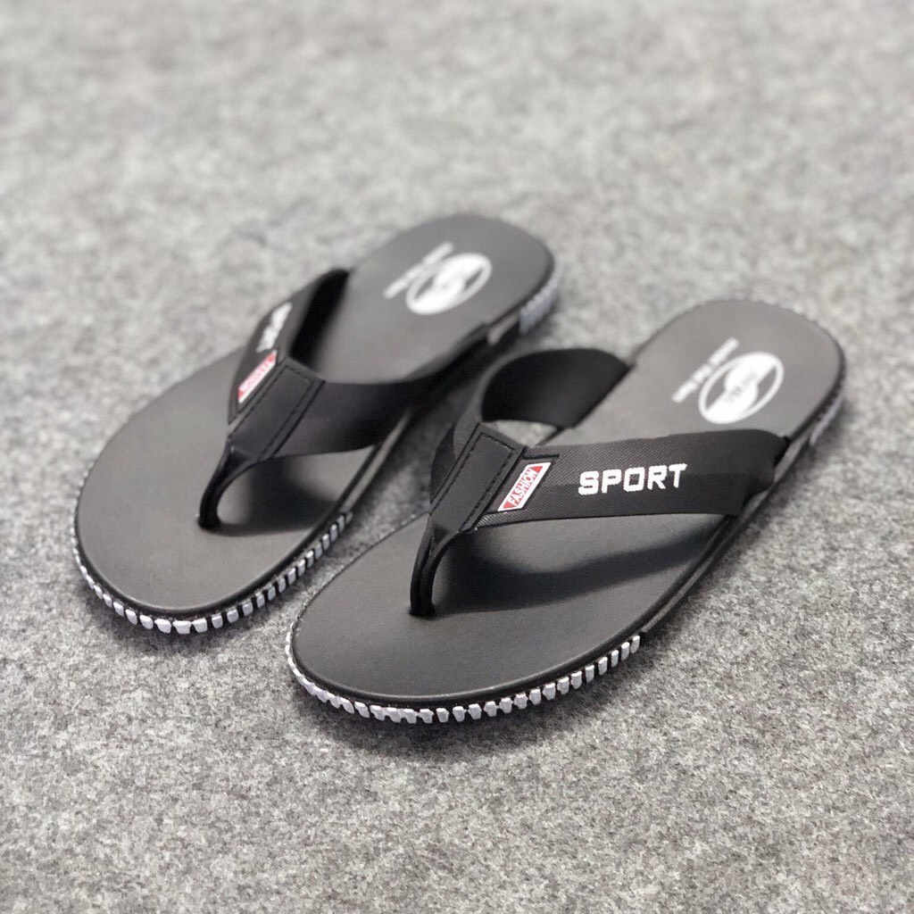 Dép tông kẹp nam xỏ ngón Sport đi mưa đúc cao su nguyên khối thời trang (Đen/Nâu) Maipy- DL020
