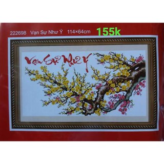 Tranh thêu chữ thập cành mai Vạn sự như ý 222698