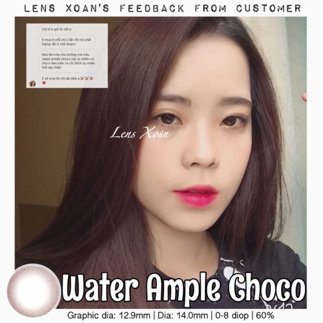 Áp tròng WATER AMPLE CHOCO- LENS ME ( LENS XOẮN): NÂU CHOCO SIÊU TỰ NHIÊN