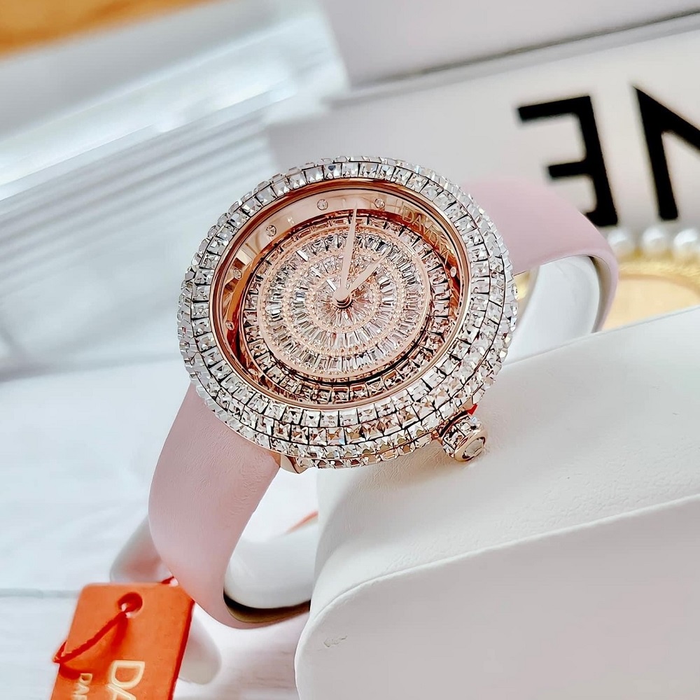 Đồng Hồ Nữ Davena 32091 Dây Da Hồng Rose Gold Chính Hãng 39mm