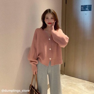 Áo khoác len 2 màu hồng - trắng
