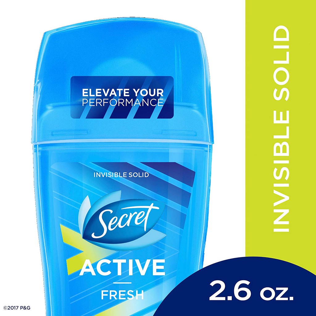 Lăn sáp khử mùi nữ Secret Active Invisible Solid Antiperspirant and Deodorant Fresh 73g (Mỹ)