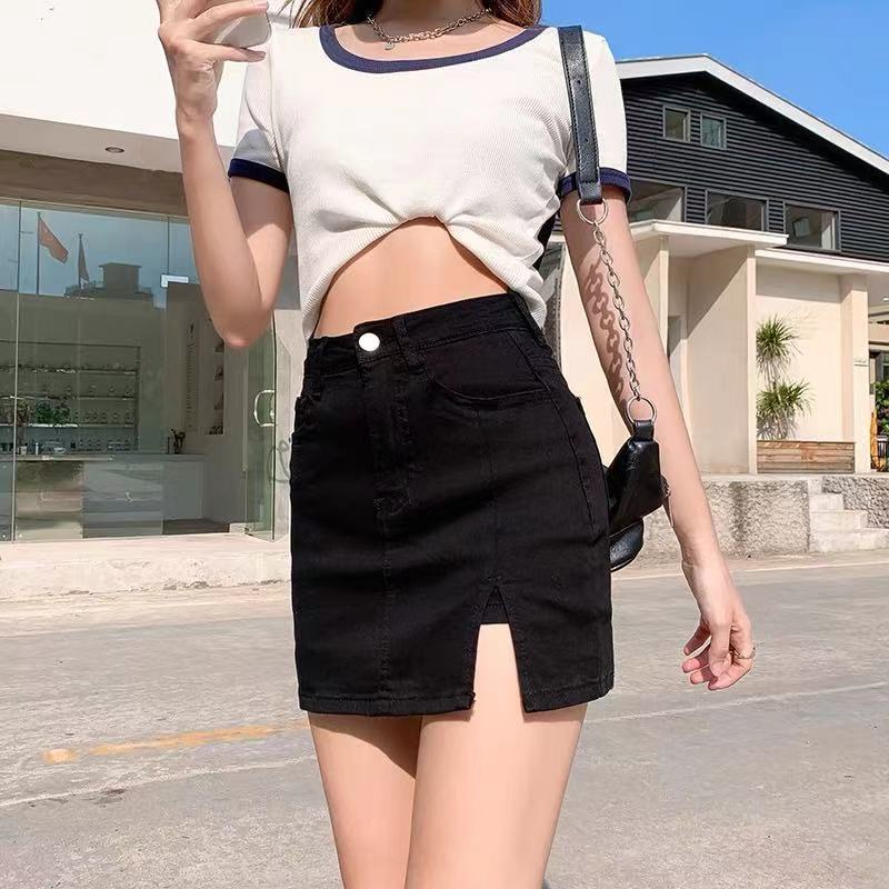 Chân váy jean Ngắn Lưng Cao Dáng Ôm Thời Trang Mùa Hè Hàng Mới 2022 Dành Cho Bạn Nữ