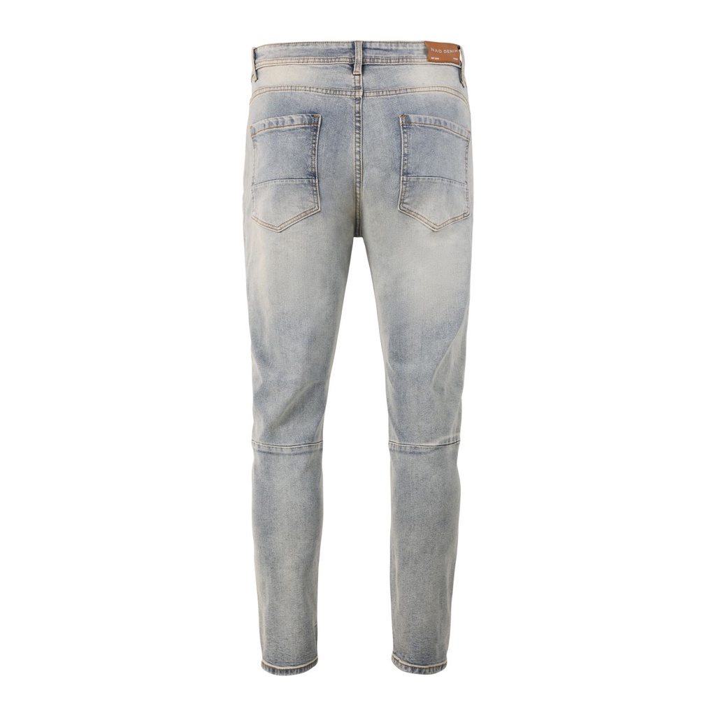 Quần Skinny Jeans Nam FNOS Streetwear Màu Xanh Trơn Wash Bạc NZ20 - Local Brand Chính Hãng