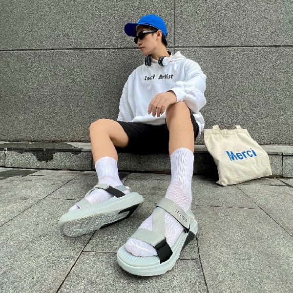 Giày Sandals Shondo Nam Nữ F7 Racing Xám Phối Đen F7R1020