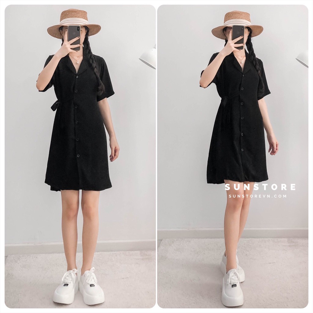 Đầm dáng xòe cổ chữ v xinh thắt nơ một bên eo Pilly dress