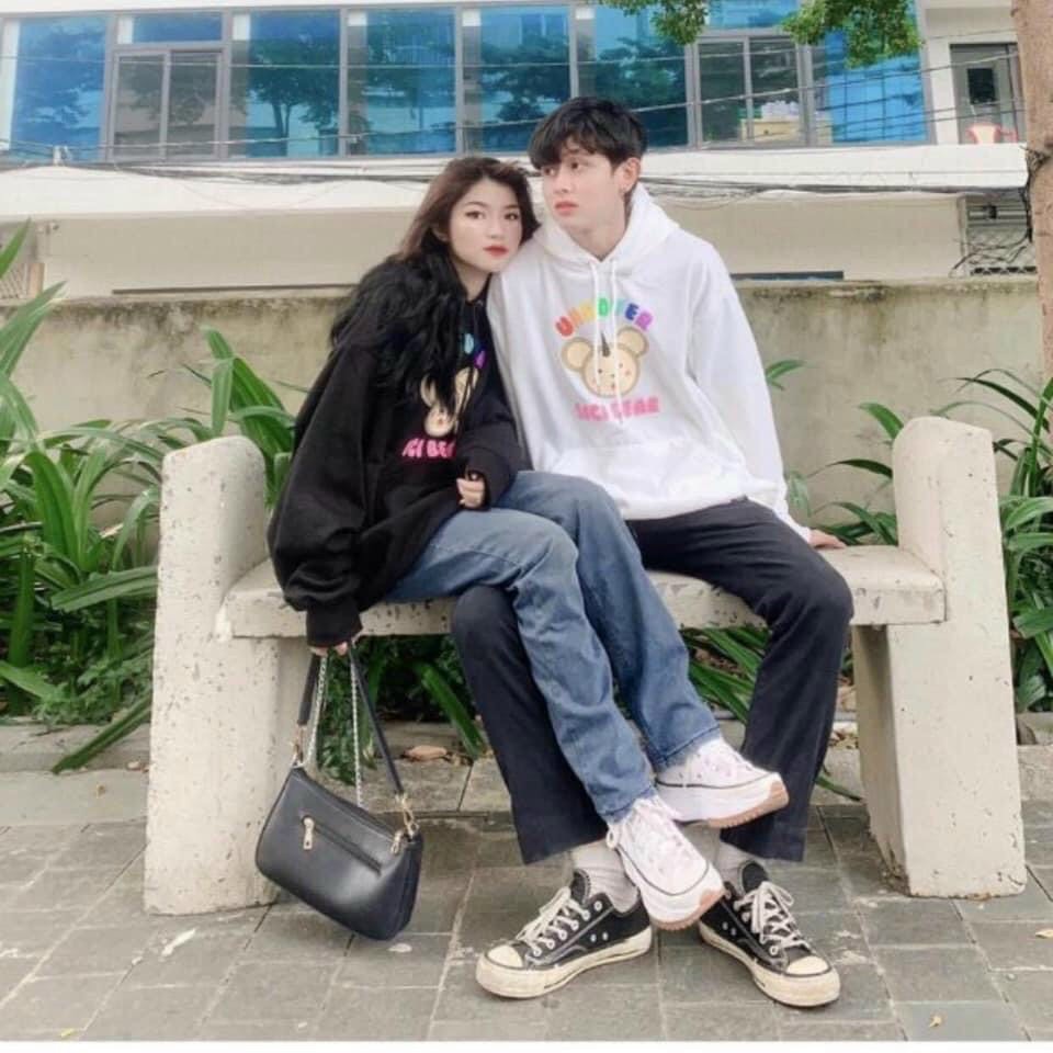 Áo hoodie U.N.CO.VER SICI BEAR Unisex áo khoác nỉ 2 màu form rộng dễ thương | BigBuy360 - bigbuy360.vn