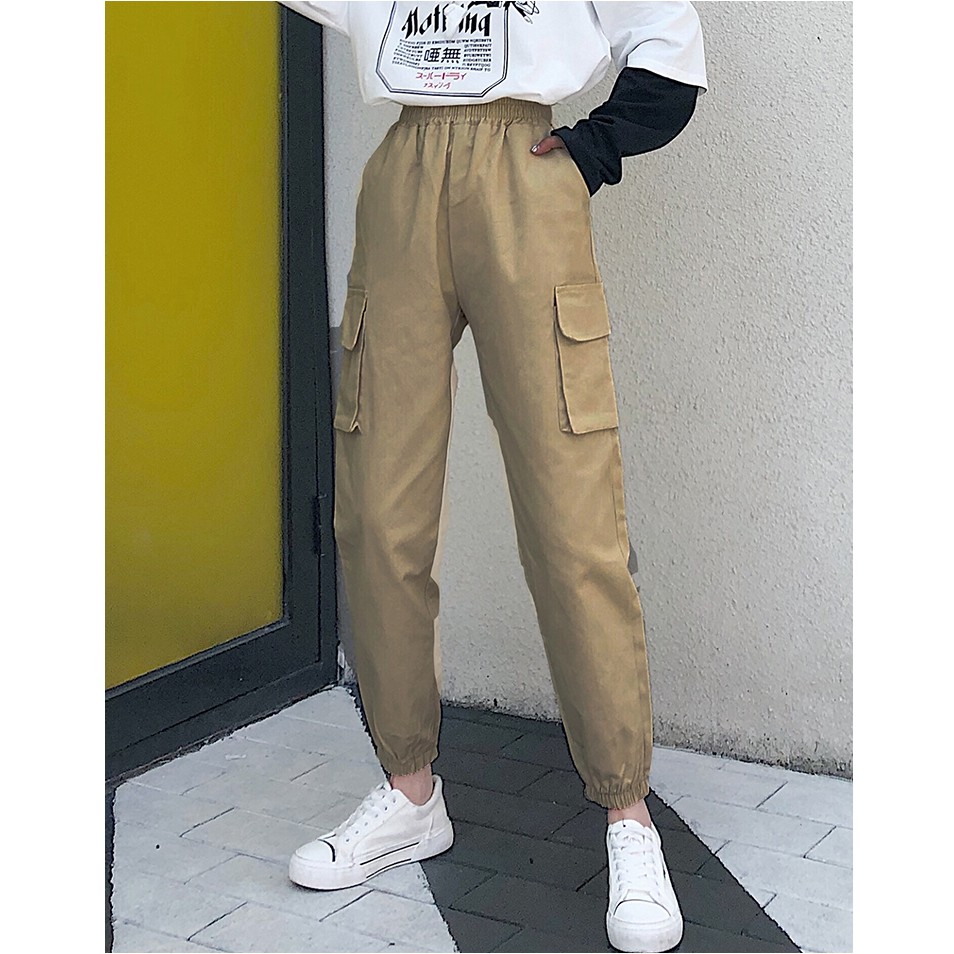 Quần dài thể thao lưng cao ống rộng phong cách Hàn Quốc cho nữ | BigBuy360 - bigbuy360.vn