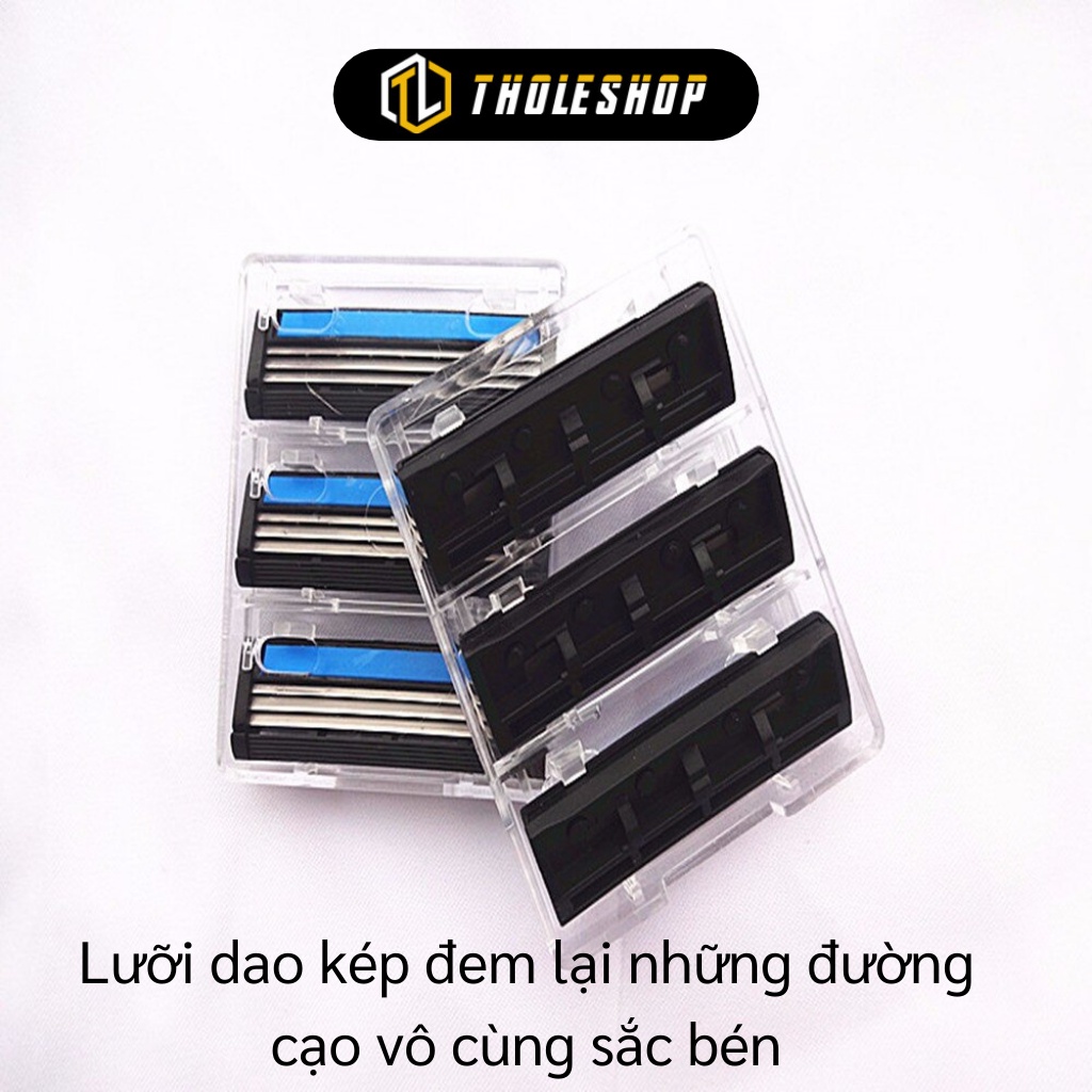 Dao Cạo Râu - Bộ Cạo Râu Kèm 5 Lưỡi Dao Kép Thông Minh, Thay Đầu Tiện Lợi, Sắc Bén 5242