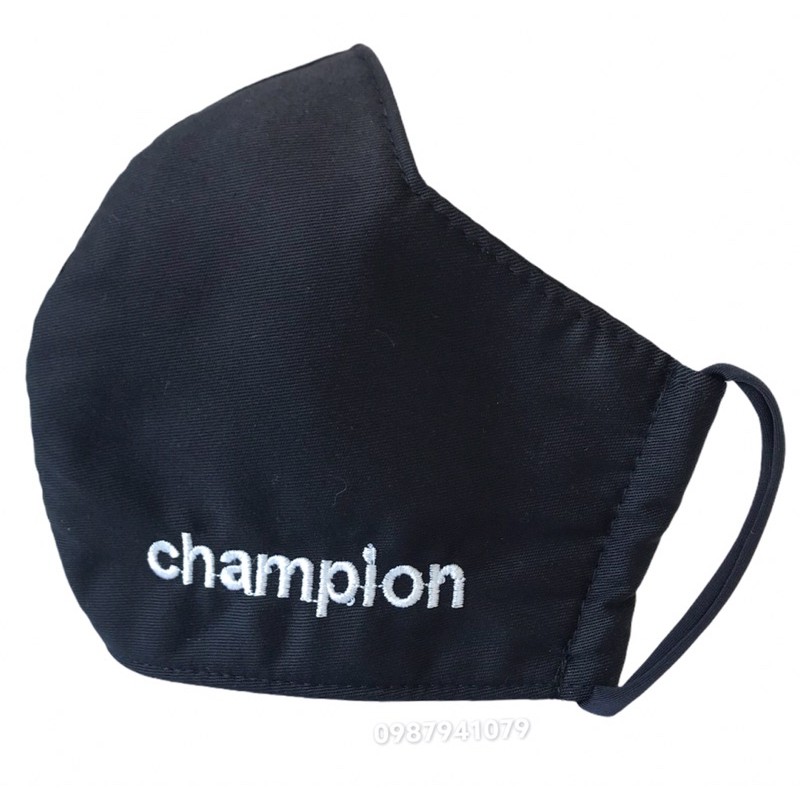 khẩu trang vải đen thêu logo Champi_01 | WebRaoVat - webraovat.net.vn