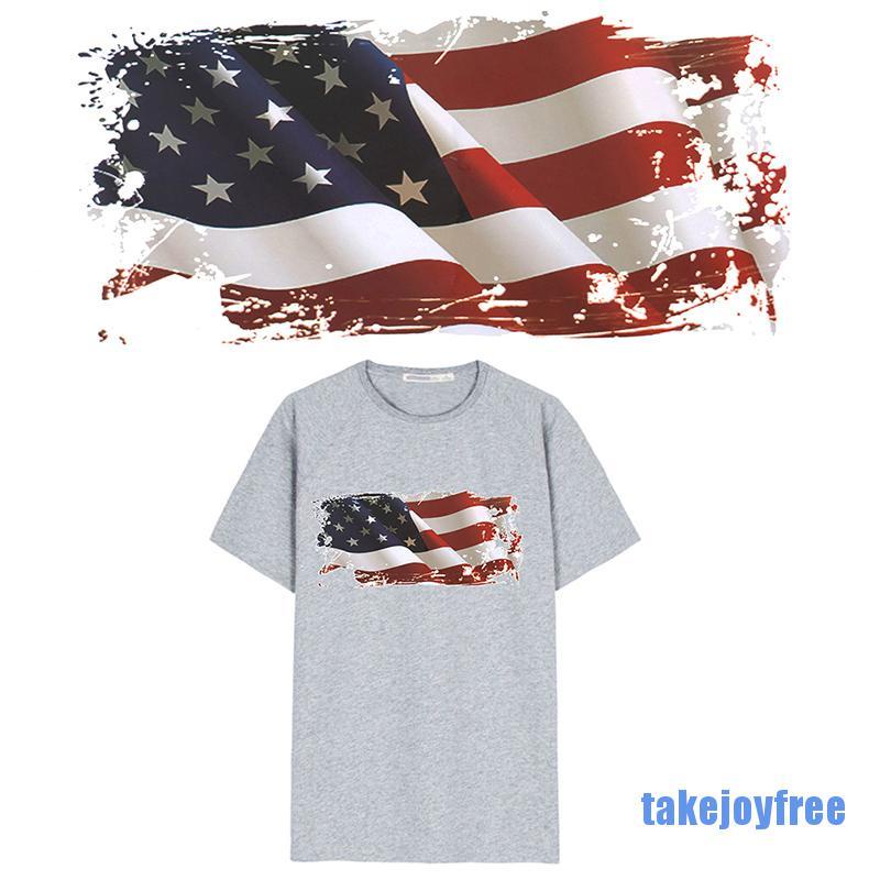 [takejoyfree 0609] USA Flag PVC Patch Transfer Printing iron on patches for clothing Stickers