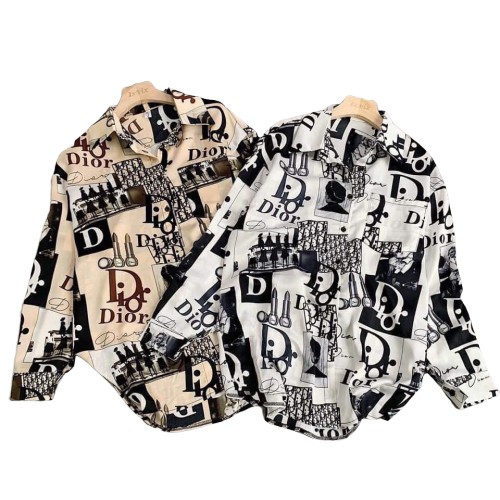 (Up New) [FORM RỘNG GIẤU QUẦN] Áo sơ mi nữ hàn quốc họa tiết - 0017DO | BigBuy360 - bigbuy360.vn