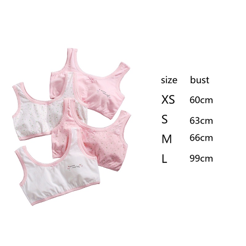 Bộ 4 Áo Ngực Cotton Không Đường May In Chữ YOUYO Girl Cho Tuổi Teen