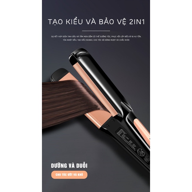 Máy Kéo Tóc Máy Uốn Duỗi Tóc Đa Năng 2in1 Cao Cấp Có Chỉnh Nhiệt Tráng Ceramic Bảo Vệ Tóc - TM099