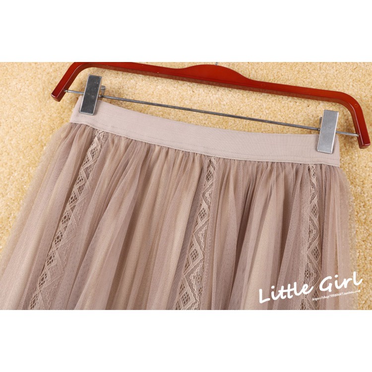 Chân váy midi xếp li pha ren -V18 | BigBuy360 - bigbuy360.vn