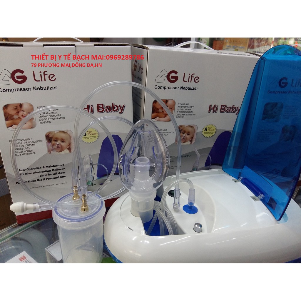 Máy Xông Hút Mũi Hi Baby Aglife 2 Trong 1 + 01 Đầu Hút Mềm