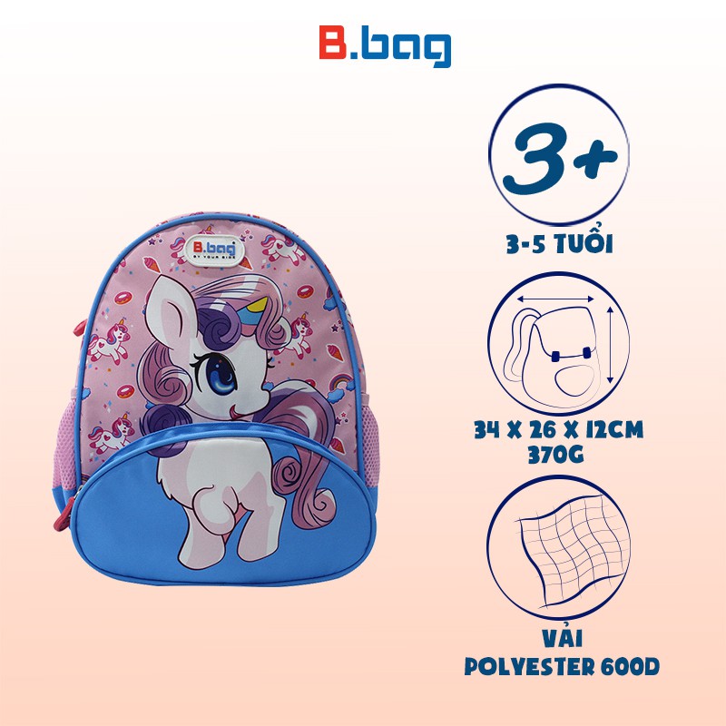 Balo mẫu giáo B.Bag Buddy-Unicorn Hồng dành cho bé 3-5 tuổi,trẻ mẫu giáo,đáng yêu,dễ thương B-12-099