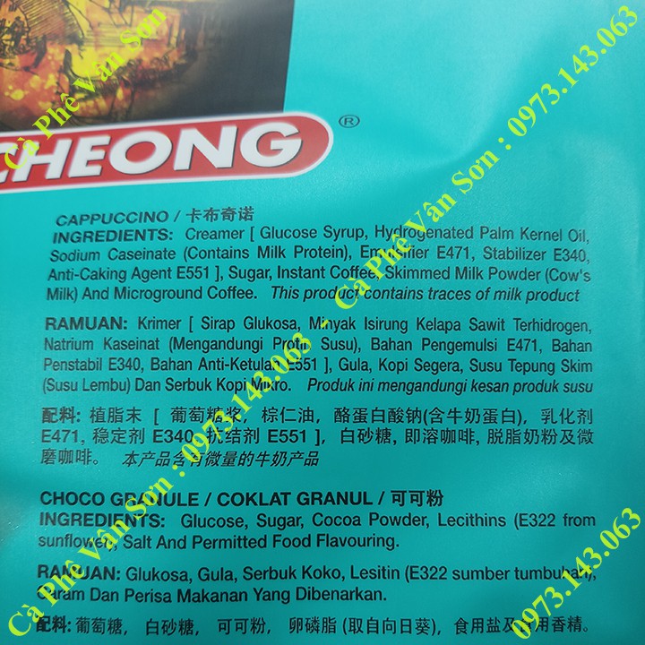 01 gói nhỏ Cà phê Cappuccino Aik Cheong 25g kèm gói Caocao nhỏ 0.5g