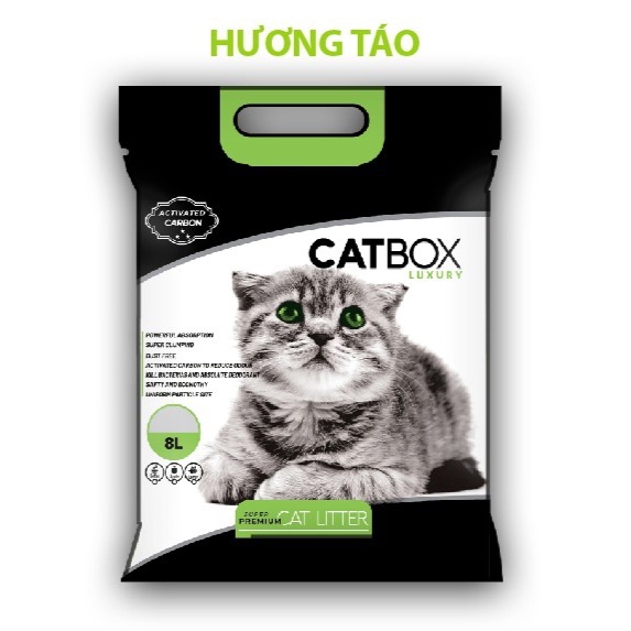 Cát Vệ Sinh Cho Mèo CATBOX, Mùi Chanh, Táo, Cà Phê thành phần Bentonite &amp; than hoạt tính khử mùi tới 99%