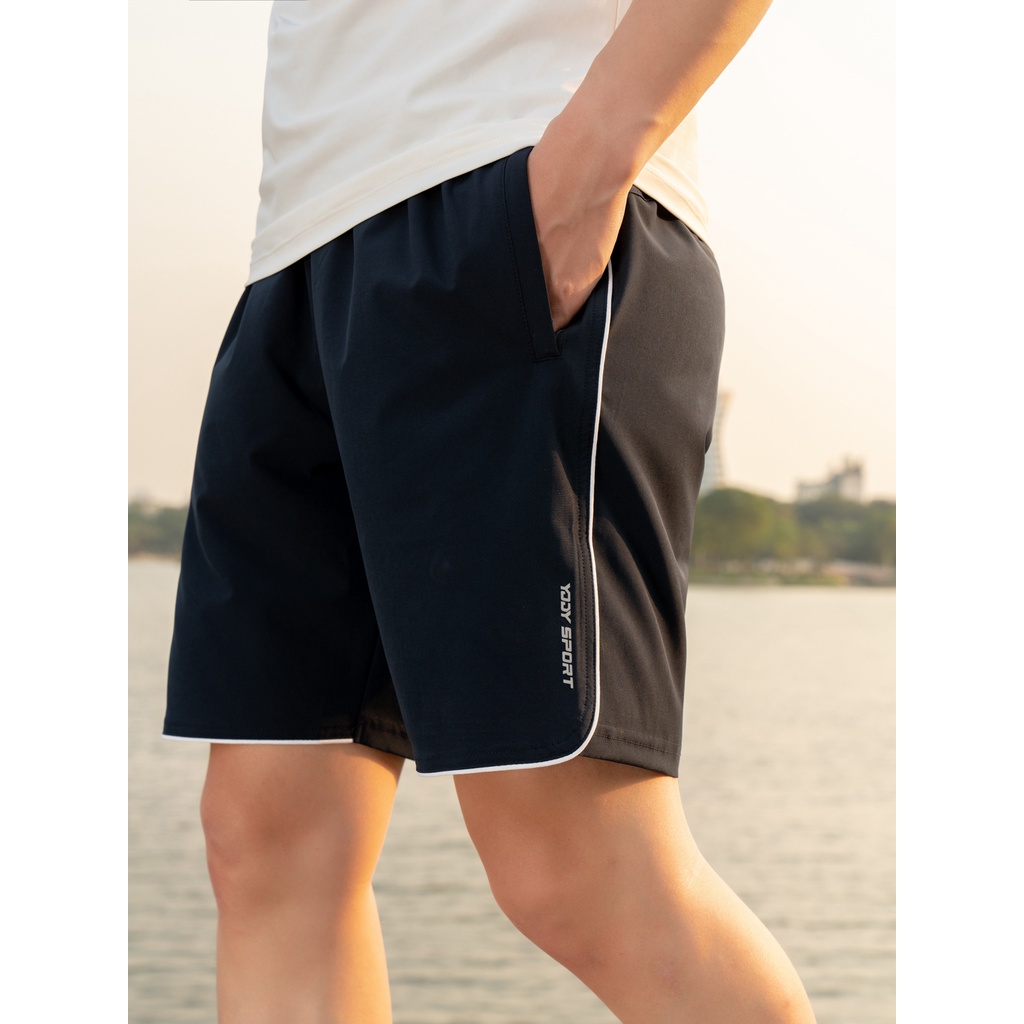 Quần short nam thể thao YODY SPORT phối sườn trẻ trung năng động SQM5005