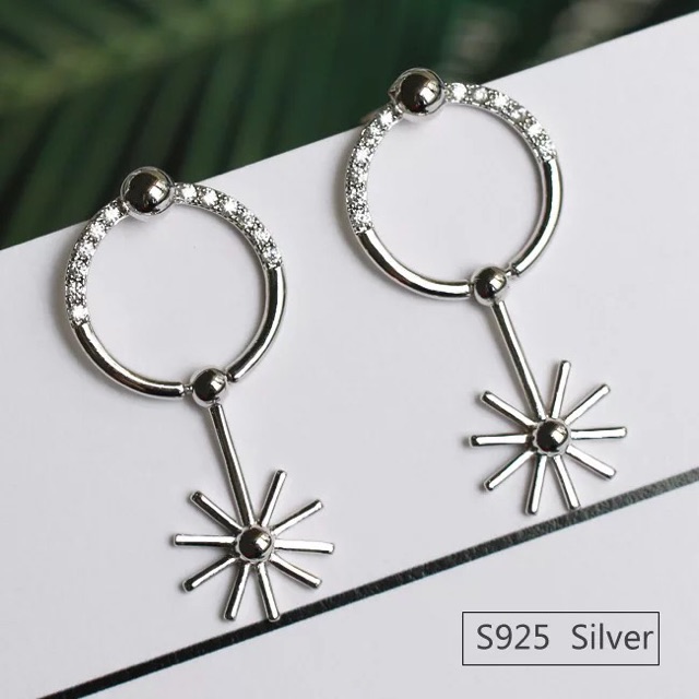 Bông tai bạc 925 hàn quốc sale, bông tai sang trọng dự tiệc