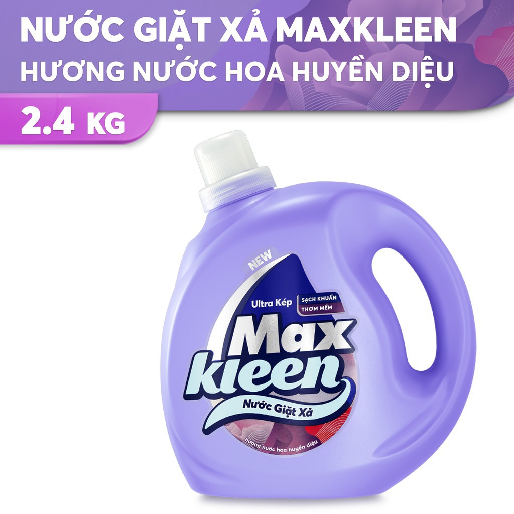 Combo Chai Nước Giặt Xả Maxkleen 2,4kg Hương Huyền Diệu + Túi Nước Giặt Xả MaxKleen Hương Cam Sả 2,4kg