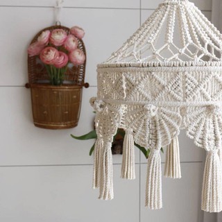 Khung Đèn trần treo Macrame phong cách trang trí Boho - Tặng kèm móc S