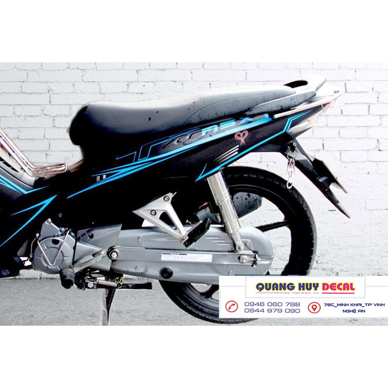 Tem trùm xe wave RSX đen chỉ xanh - Độ dán team trùm decal xe máy wave RSX đen chỉ xanh - Team trùm decal xe máy wave rẻ