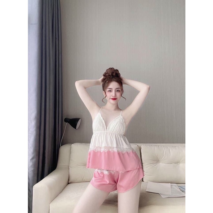 ❤️ CHẤT LỤA SATIN CAO CẤP - BAO ĐẸP ❤️ Đồ ngủ sexy / Yếm ngủ dập ly / Quần Đùi áo dây cột nơ nữ Mềm Mịn Dễ Thương