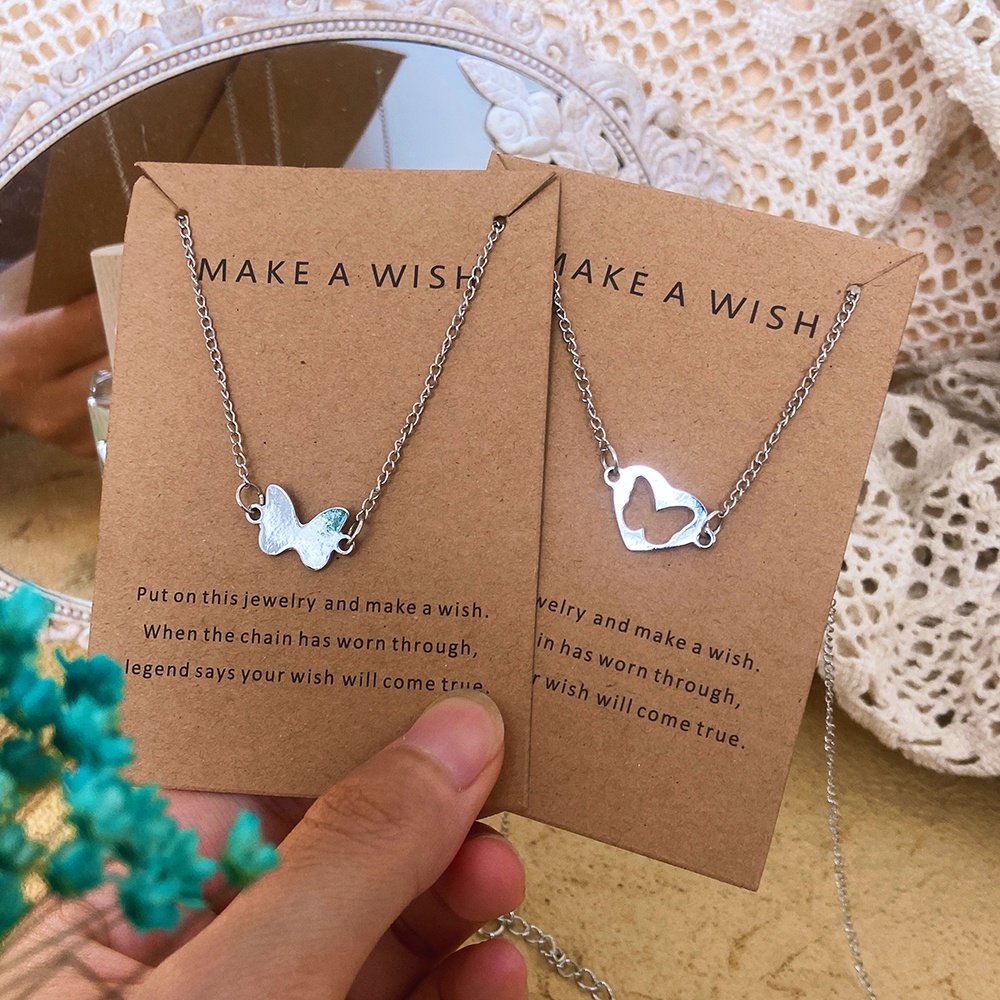 Set 2 Vòng cổ / Vòng Tay / Vòng cổ Mặt Hình Bướm / Trái Tim Bằng Thép Không Gỉ Thời Trang Cho Cặp Đôi