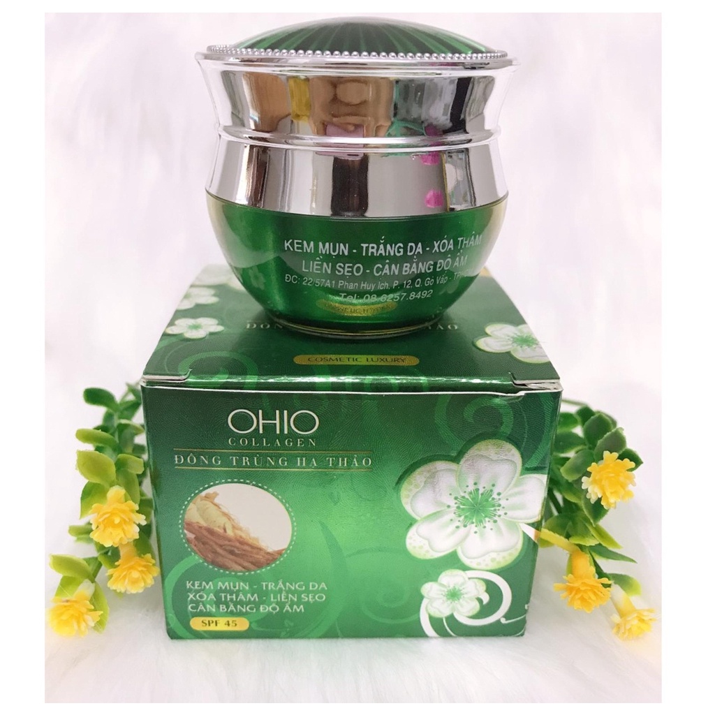 Kem mụn trắng da xóa thâm liền sẹo cân bằng độ ẩm OHIO đông trùng hạ thảo dành cho da dầu 20g
