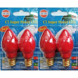 Bộ 4 bóng đèn Led trái ớt màu đỏ đục đèn bàn thờ 1W E12 HÒA THÁI