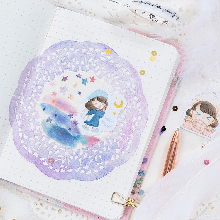 Set 46 chiếc sticker BÉ GÁI DỄ THƯƠNG xinh xắn trang trí sổ nè