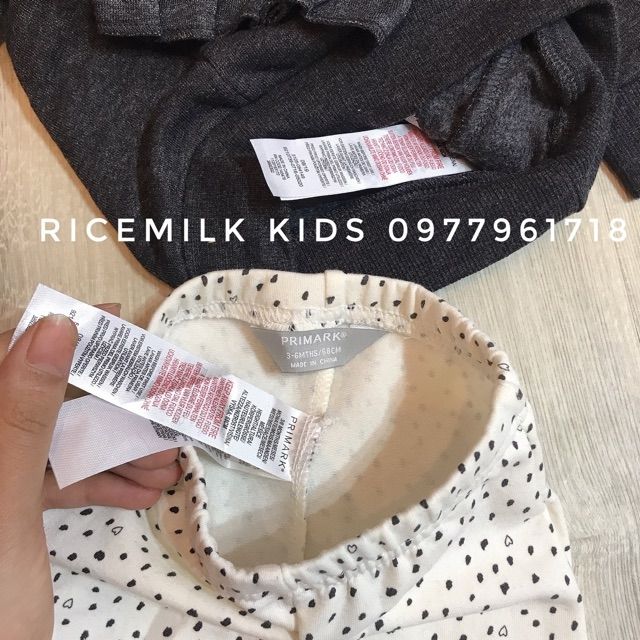 Bộ nỉ bông Primark xuất dư xịn cho bé gái