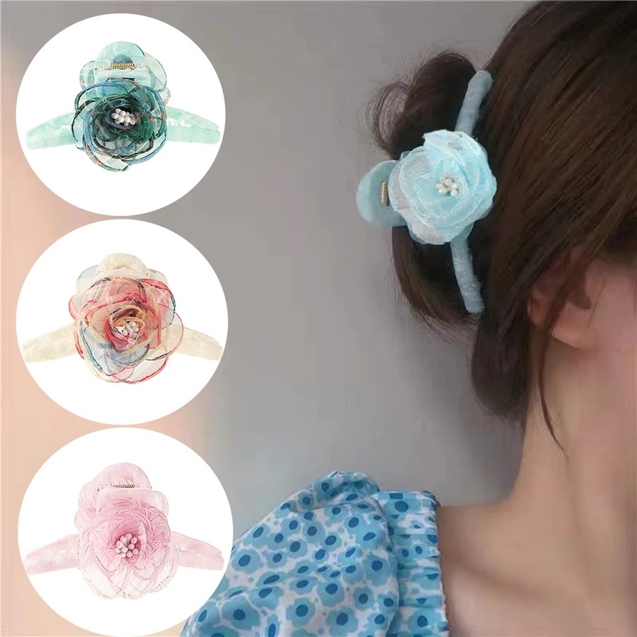 Dây Buộc Tóc Đuôi Ngựa Dạng Lưới Đính Hoa Và Ngọc Trai 11Cm Cho Nữ